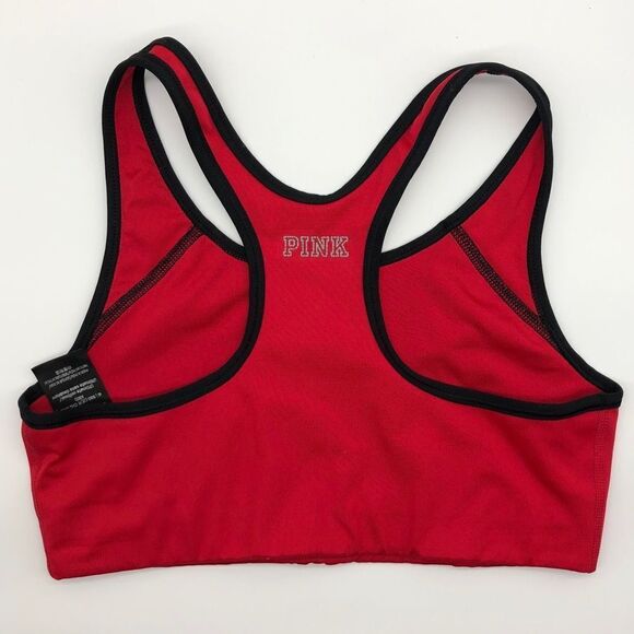 PINK Victoria’s Secret Ultimate Unlined Sports Bra Medium Red Gold Stars - Picture 3 of 7